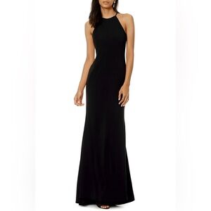 Badgley Mischka Black Midnight Halter Sleeveless Gown